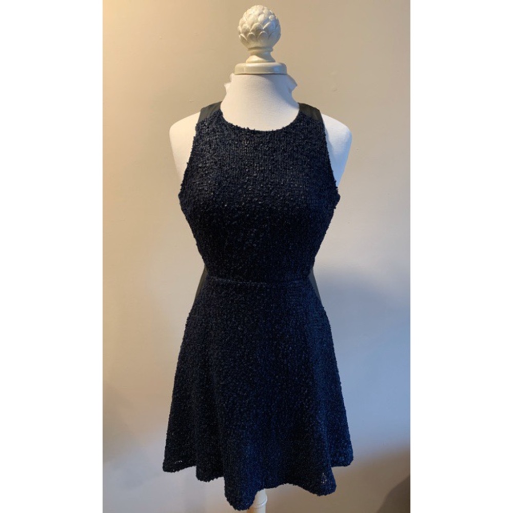 Navy & leather dress